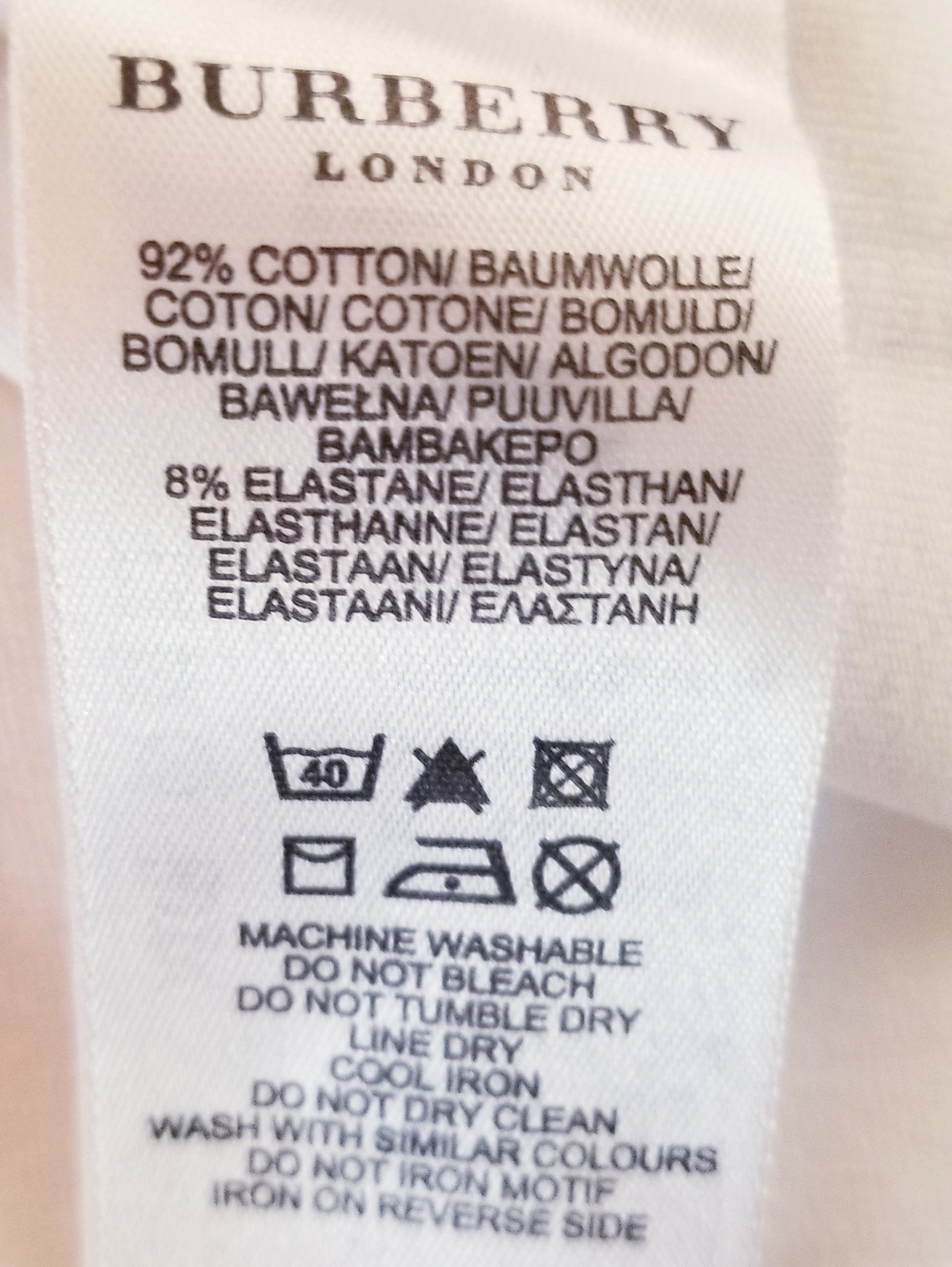 Burberry London White Cotton Top Nova Check Trim 3/4 Sleeve Size M - Picture 13 of 16